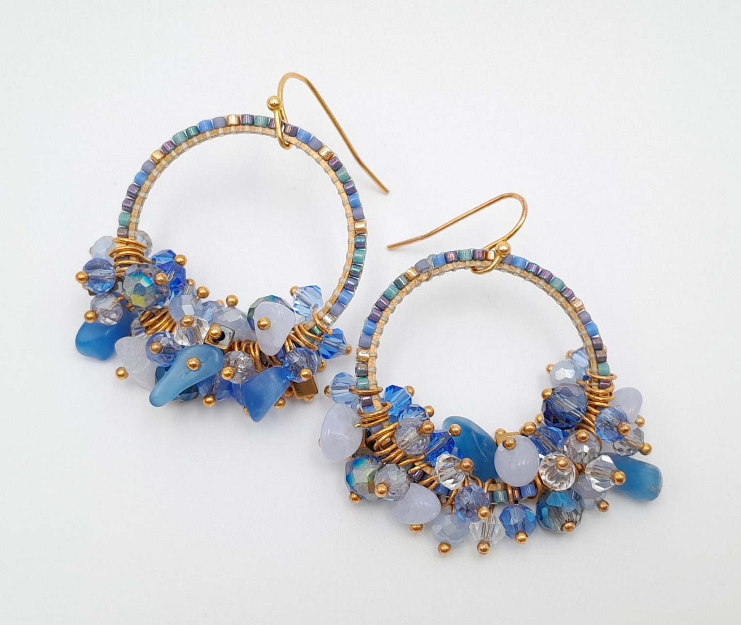 Miyuki Hoop Crystal Earrings - Lavender