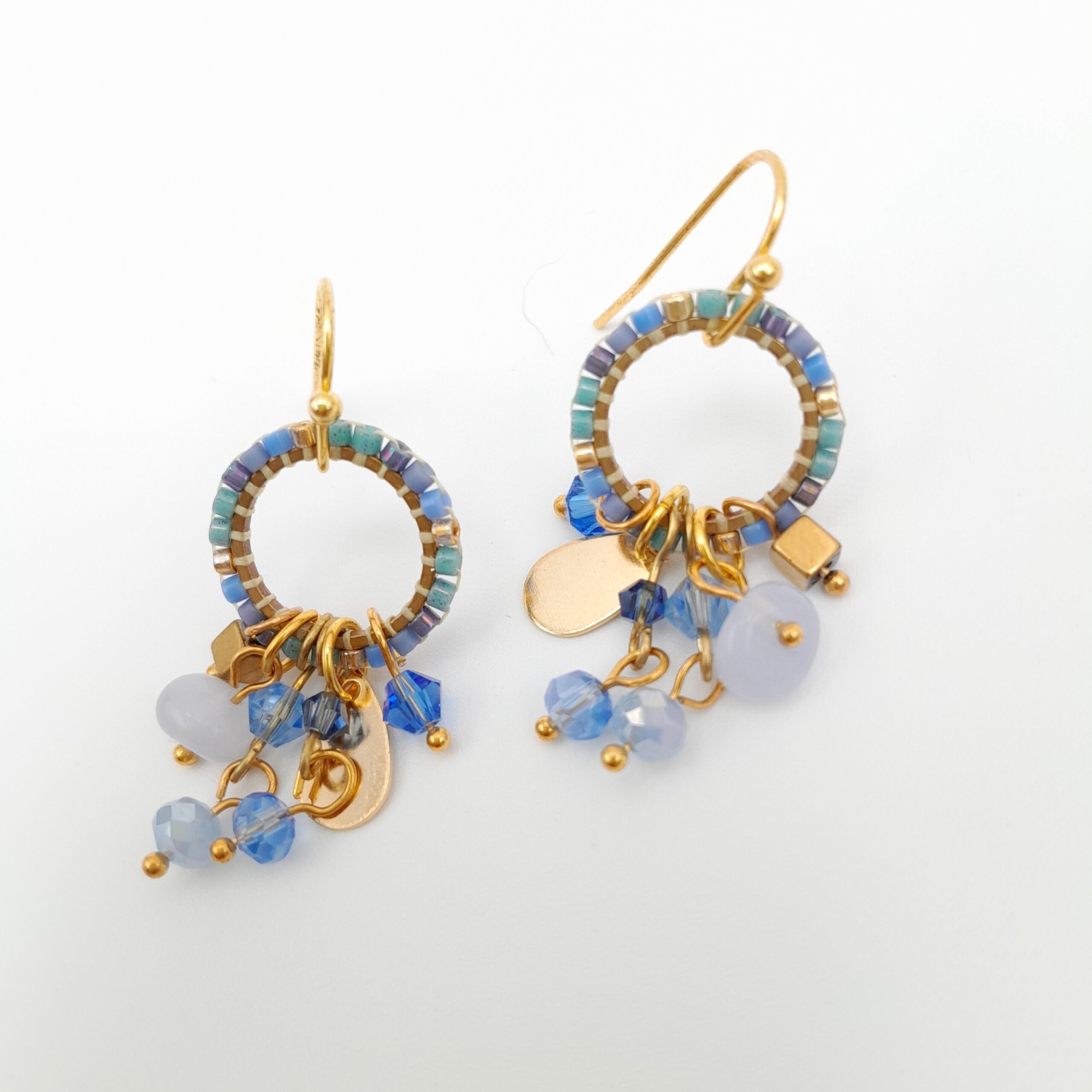 Mini Miyuki Charm Earrings - Lavender Blue