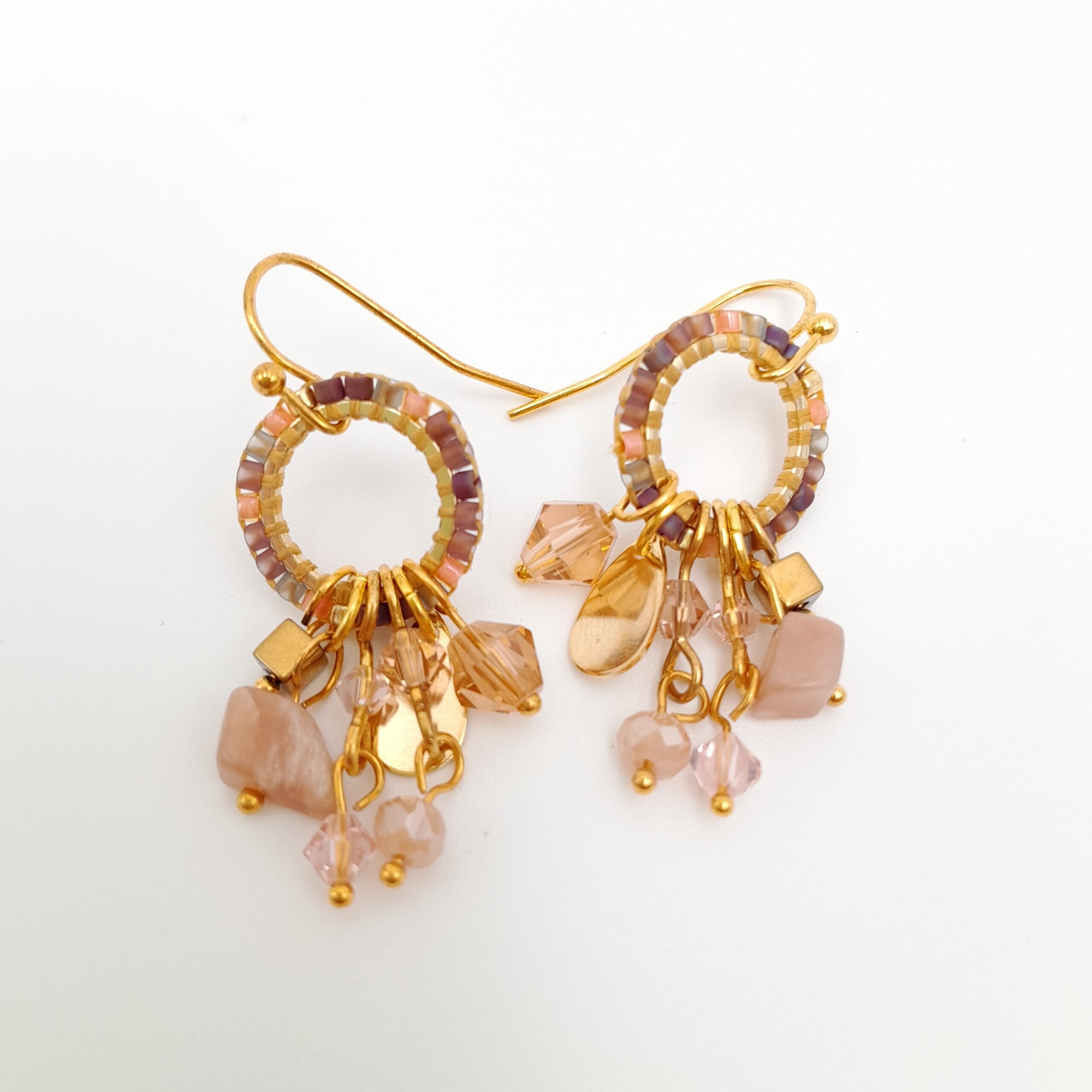 Mini Miyuki Charm Earrings - Salmon