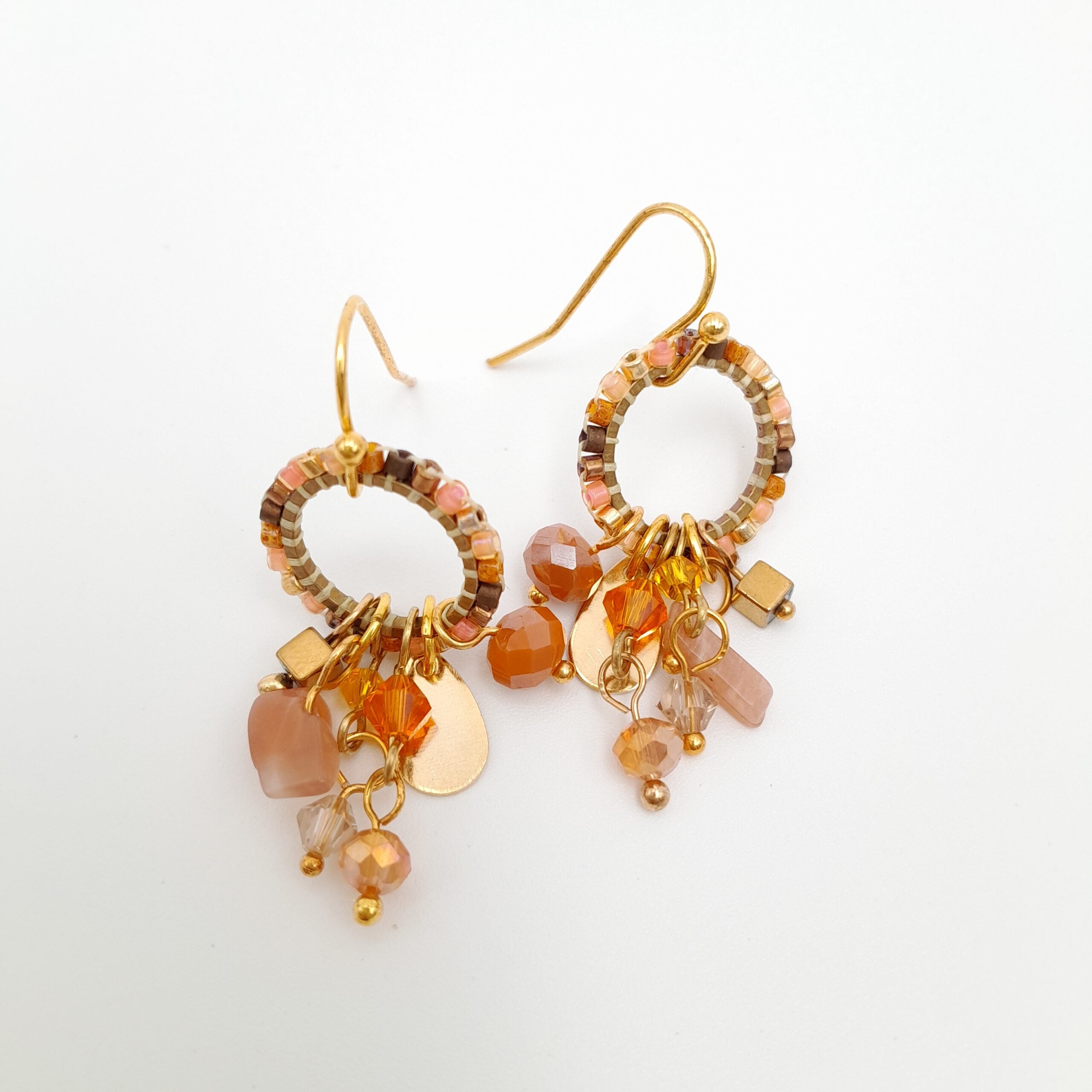 Mini Miyuki Charm Earrings - Orange