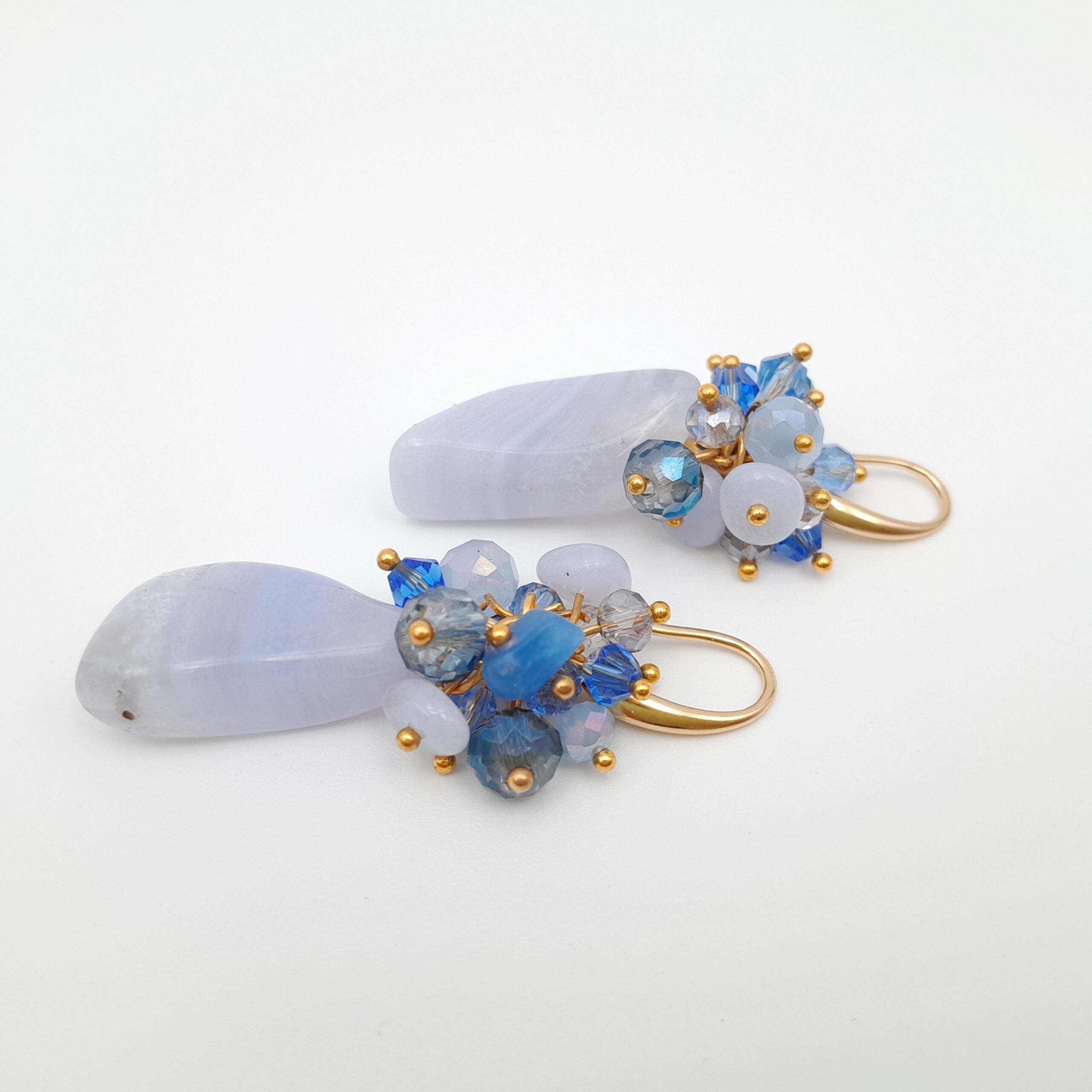 Gemstone Drop Earrings - Blue Lace Agate