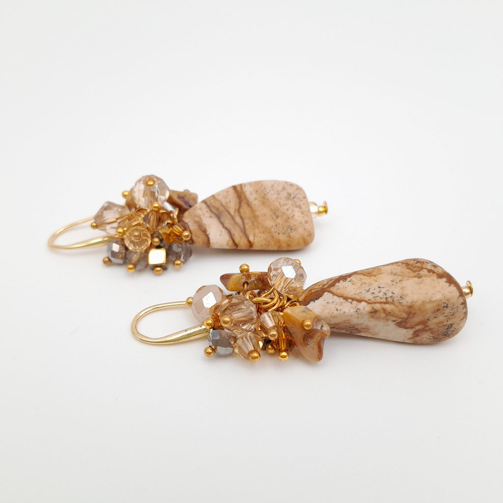 Gemstone Drop Earrings - Picture Jasper