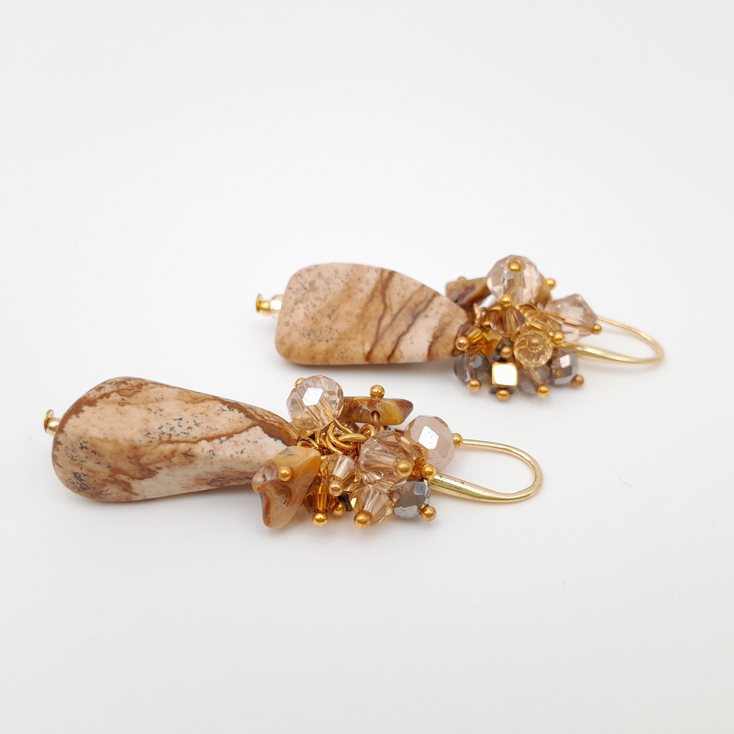 Gemstone Drop Earrings - Picture Jasper