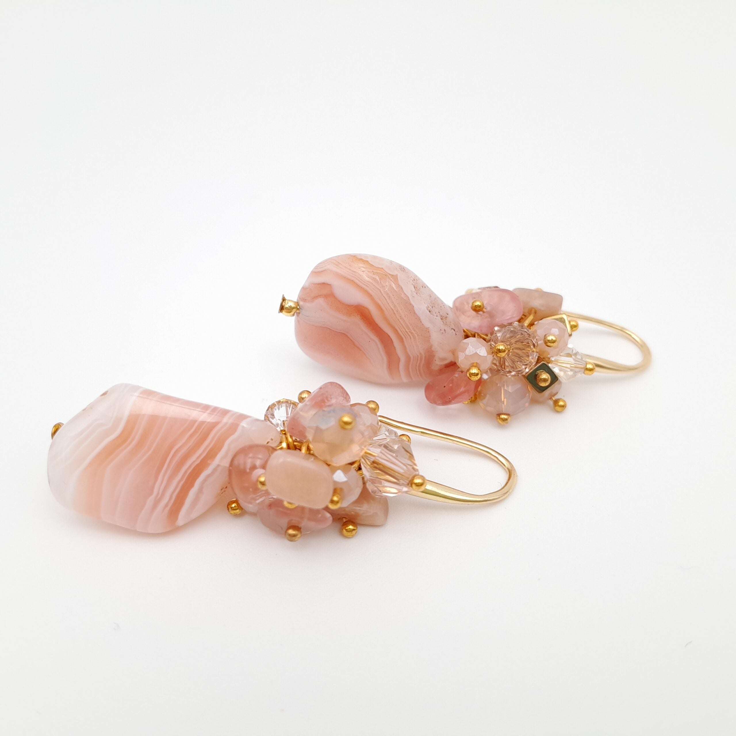 Gemstone Drop Earrings - Apricot Agate
