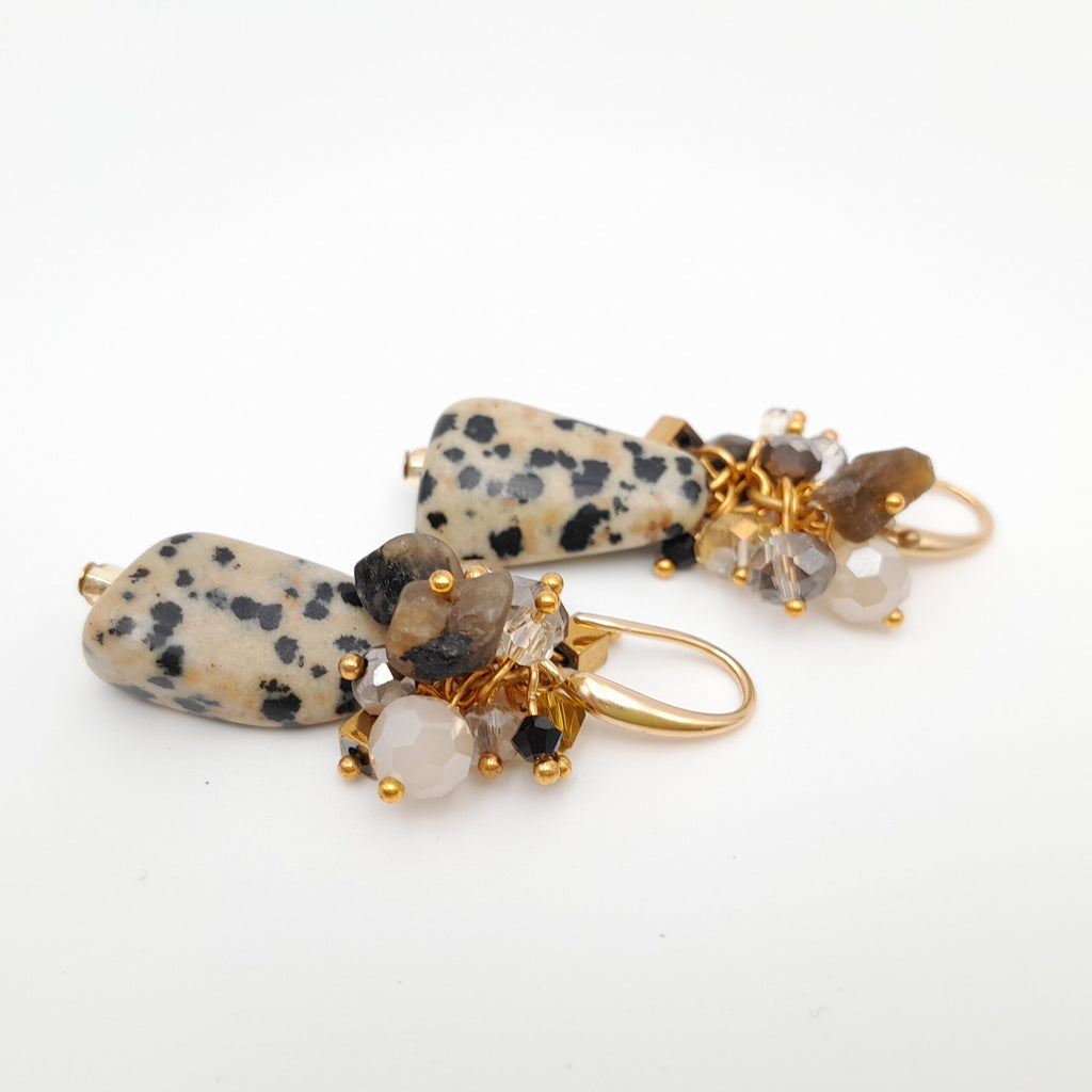 Gemstone Drop Earrings - Dalmation Jasper