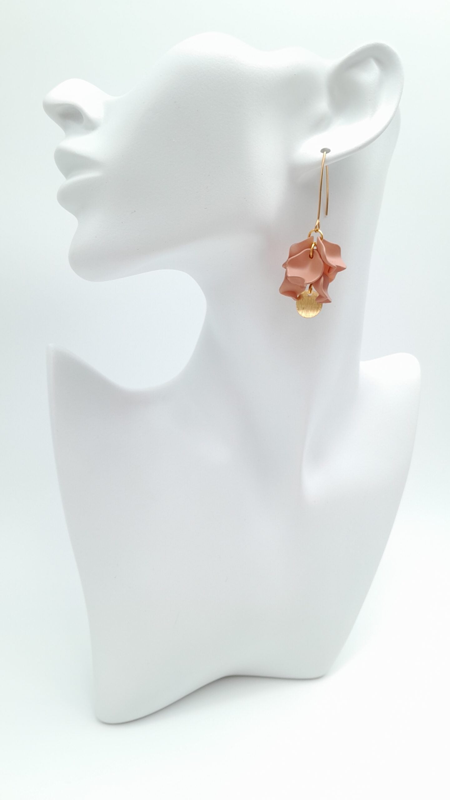 Petal Cluster Drop Earrings - Salmon