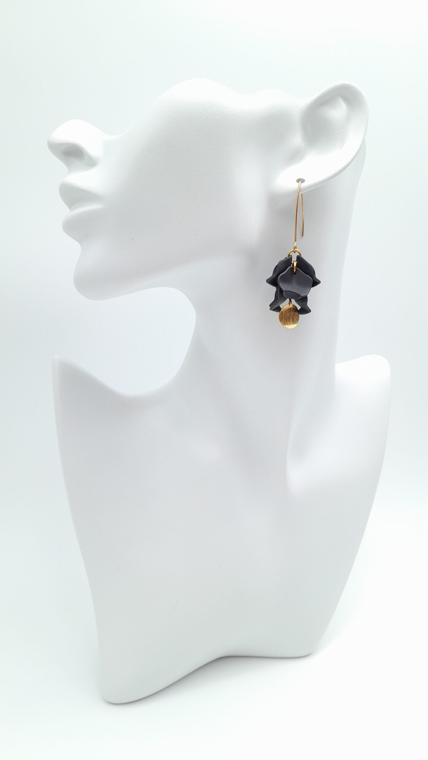 Petal Cluster Drop Earrings - Charcoal