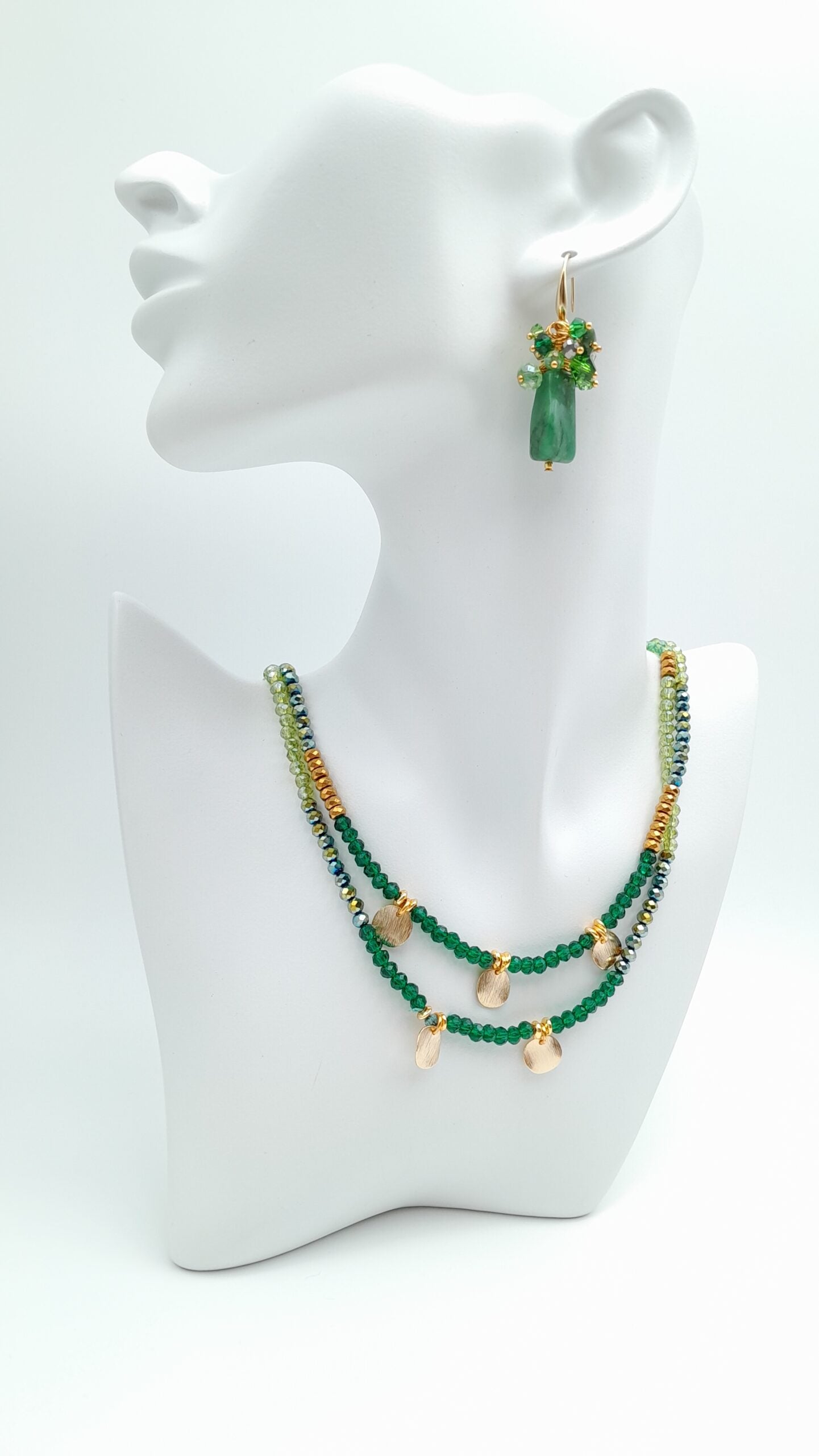 Crystal Layer Necklace - Green