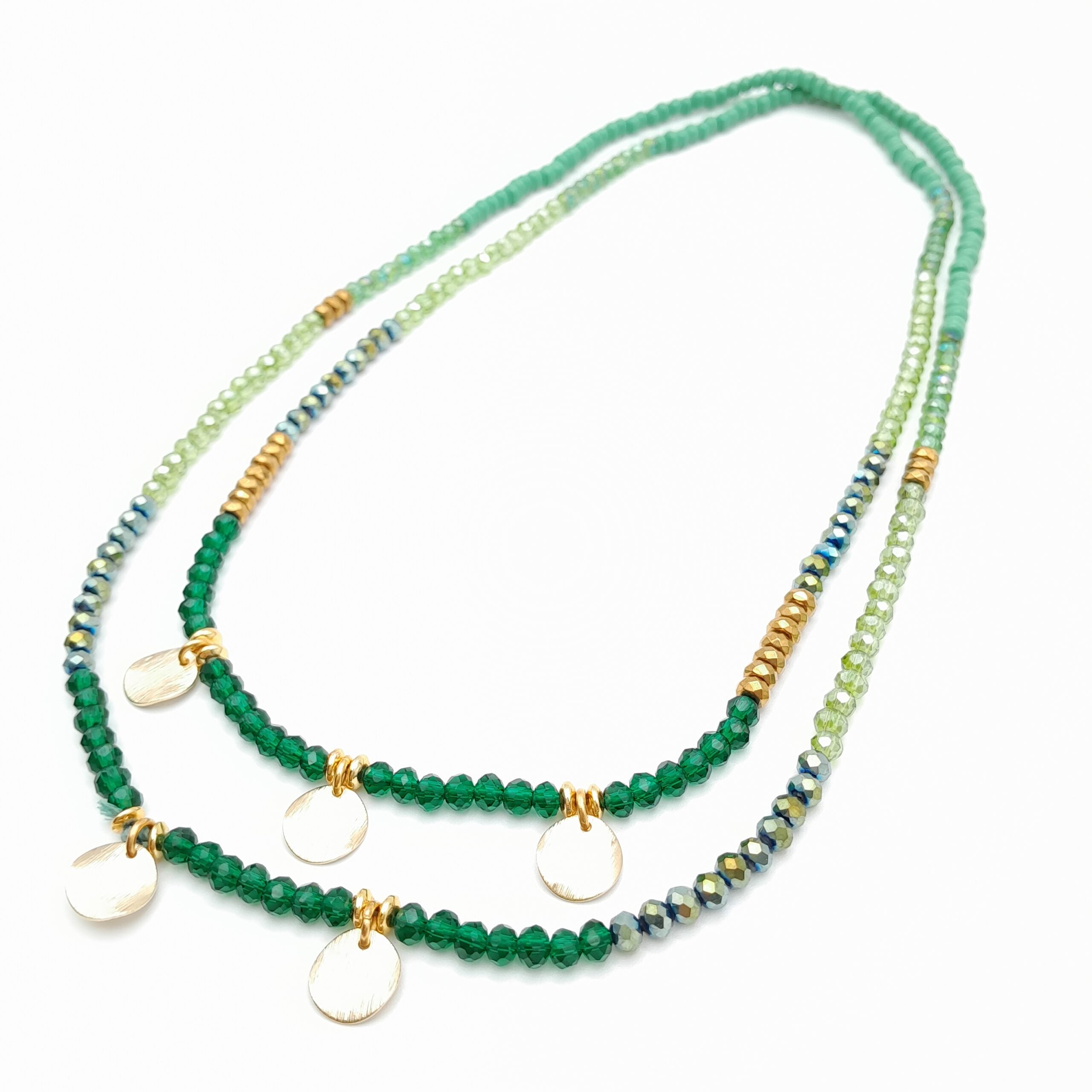 Crystal Layer Necklace - Green
