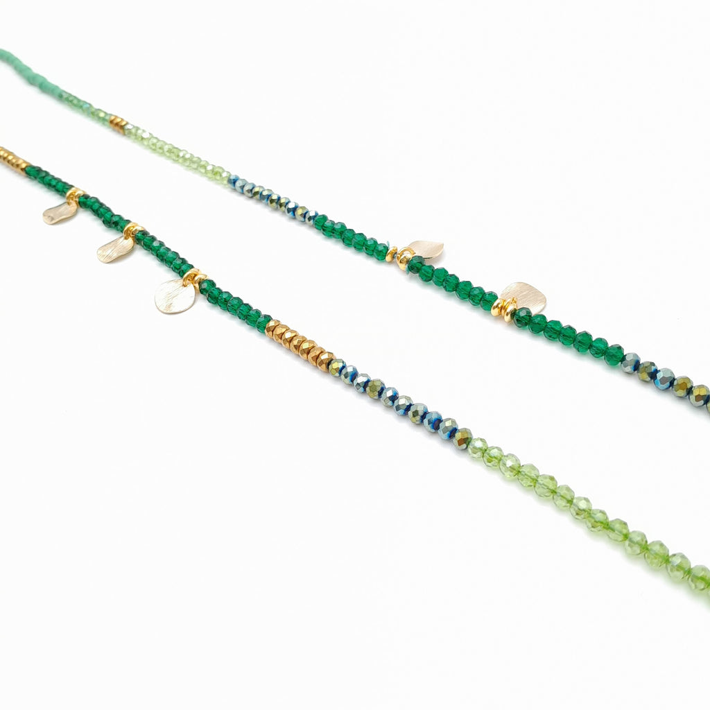 Crystal Layer Necklace - Green