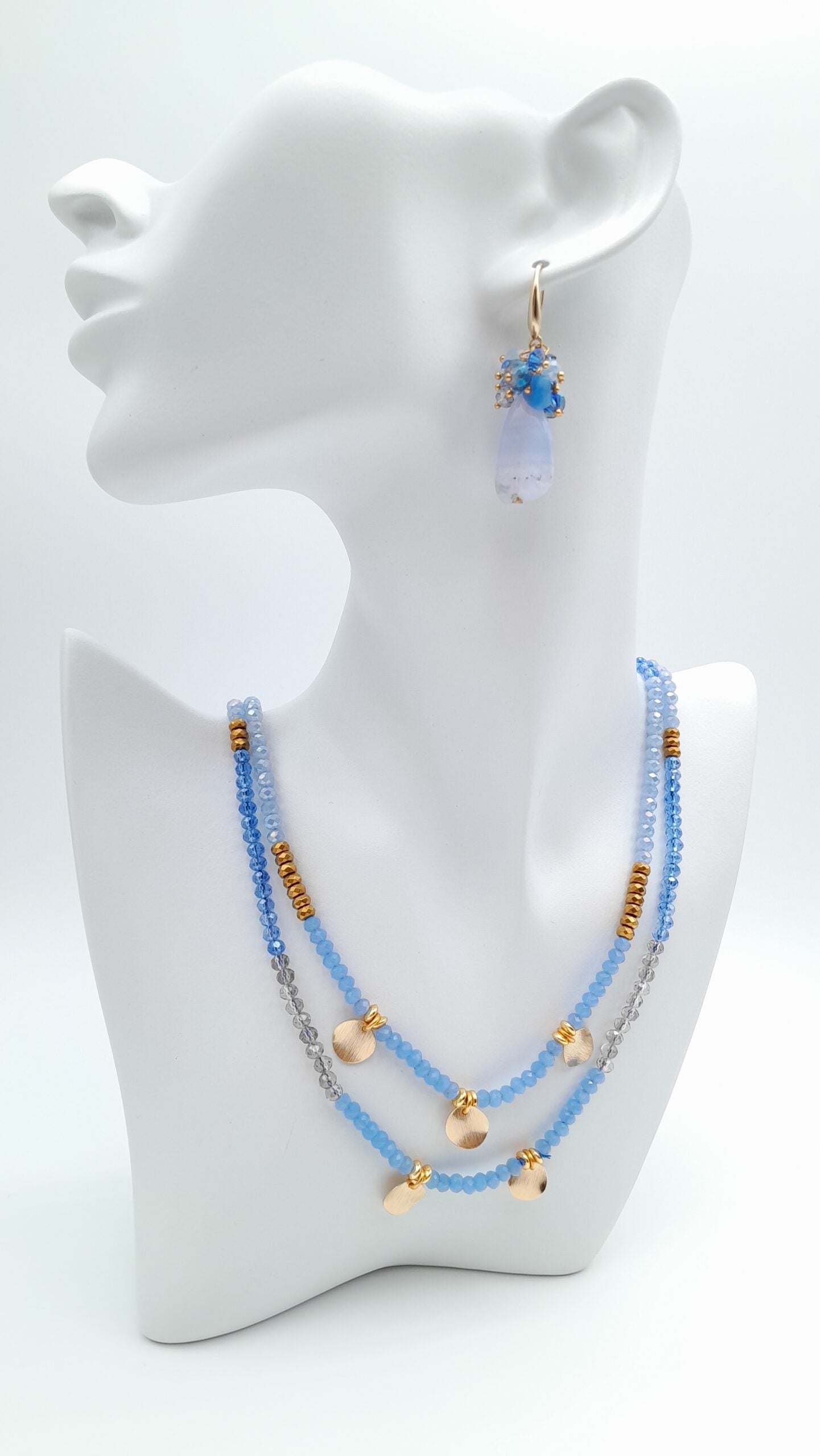 Crystal Layer Necklace - Lavender Blue