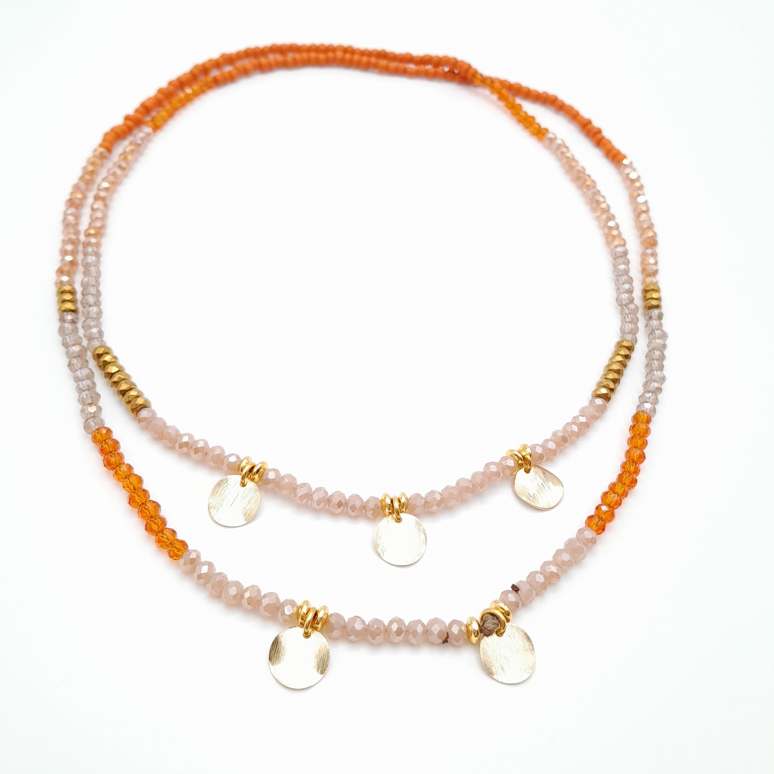 Crystal Layer Necklace - Orange