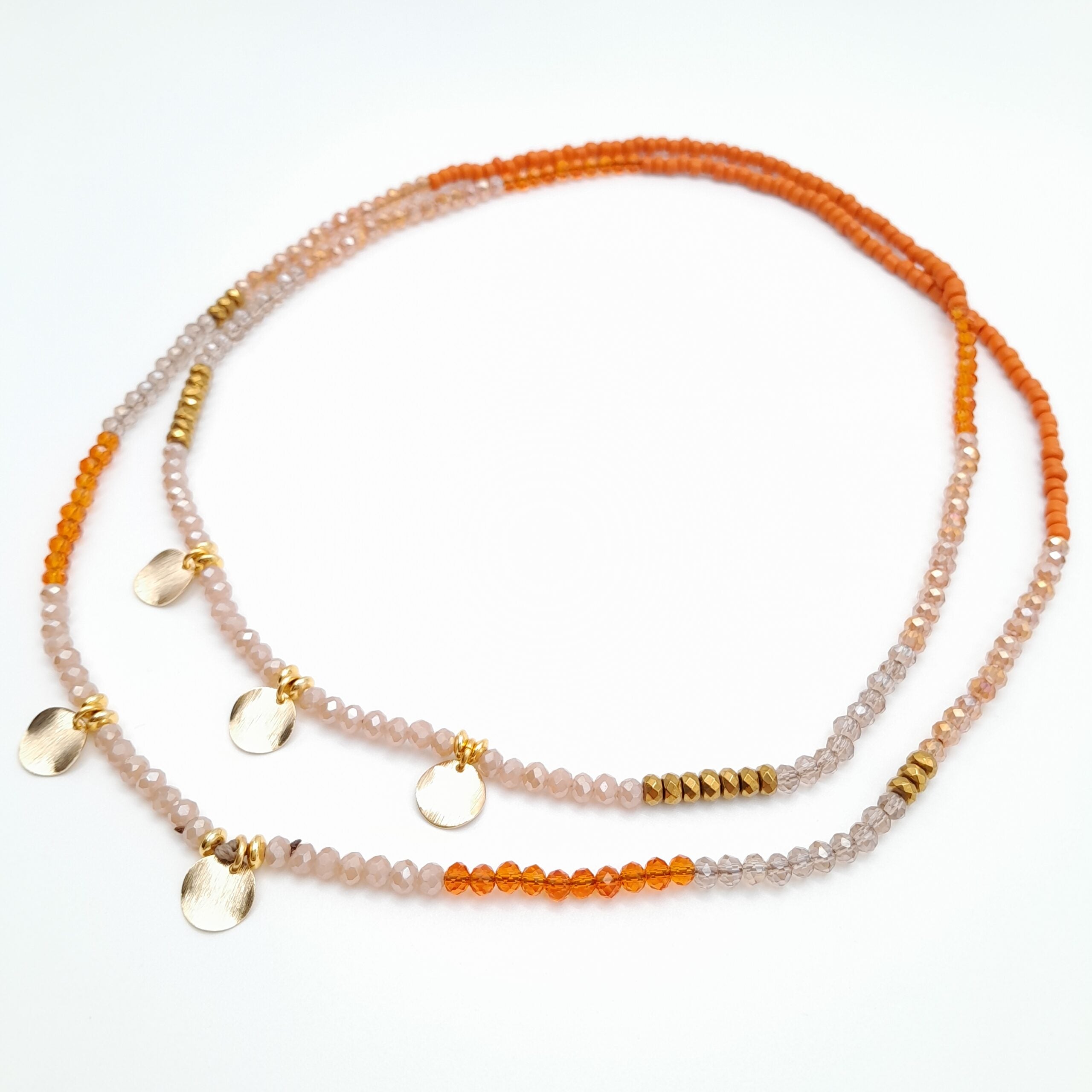 Crystal Layer Necklace - Orange