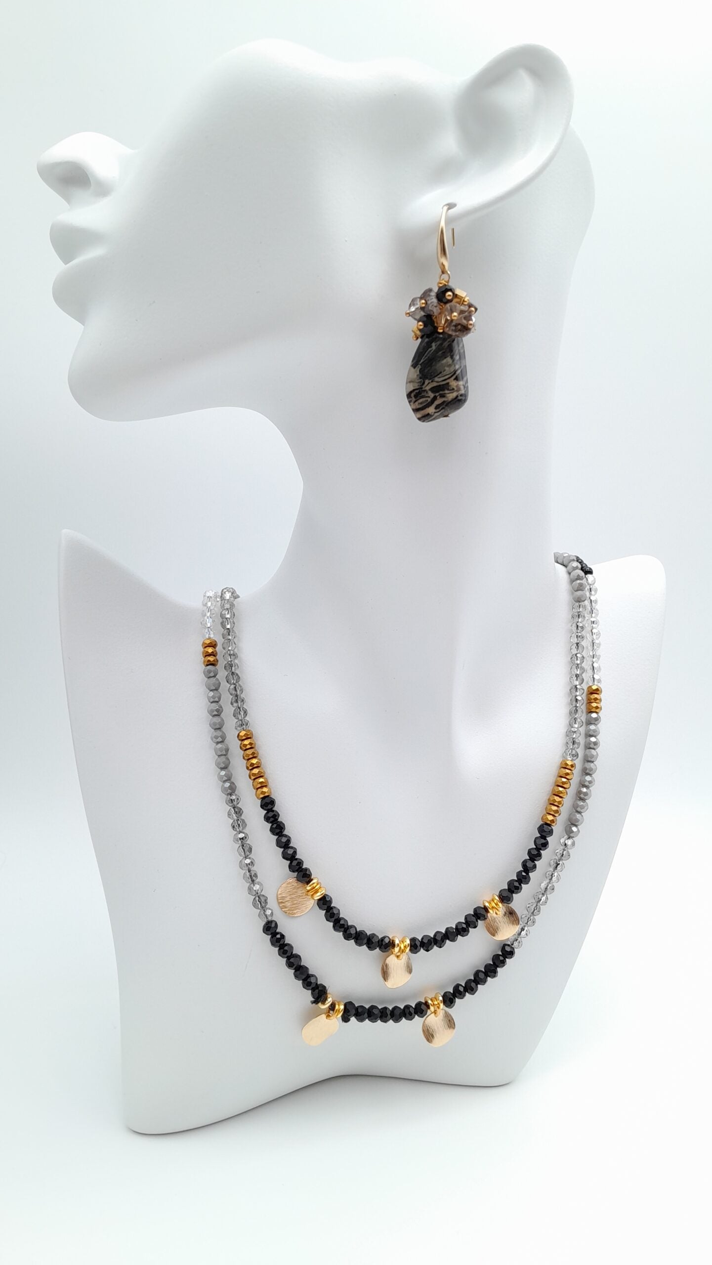 Crystal Layer Necklace - Black