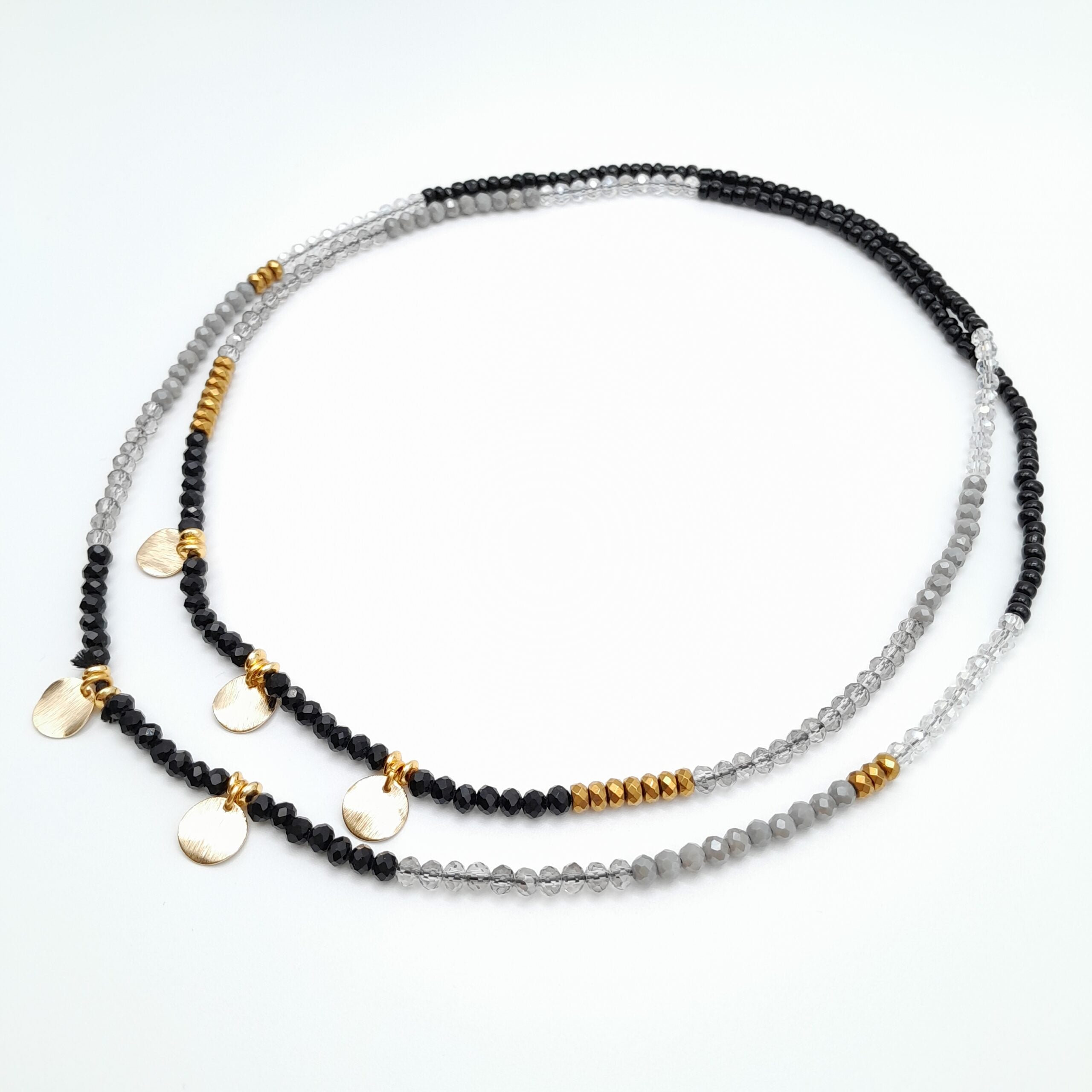 Crystal Layer Necklace - Black