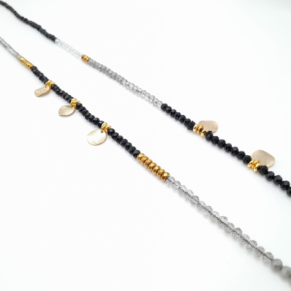 Crystal Layer Necklace - Graphite