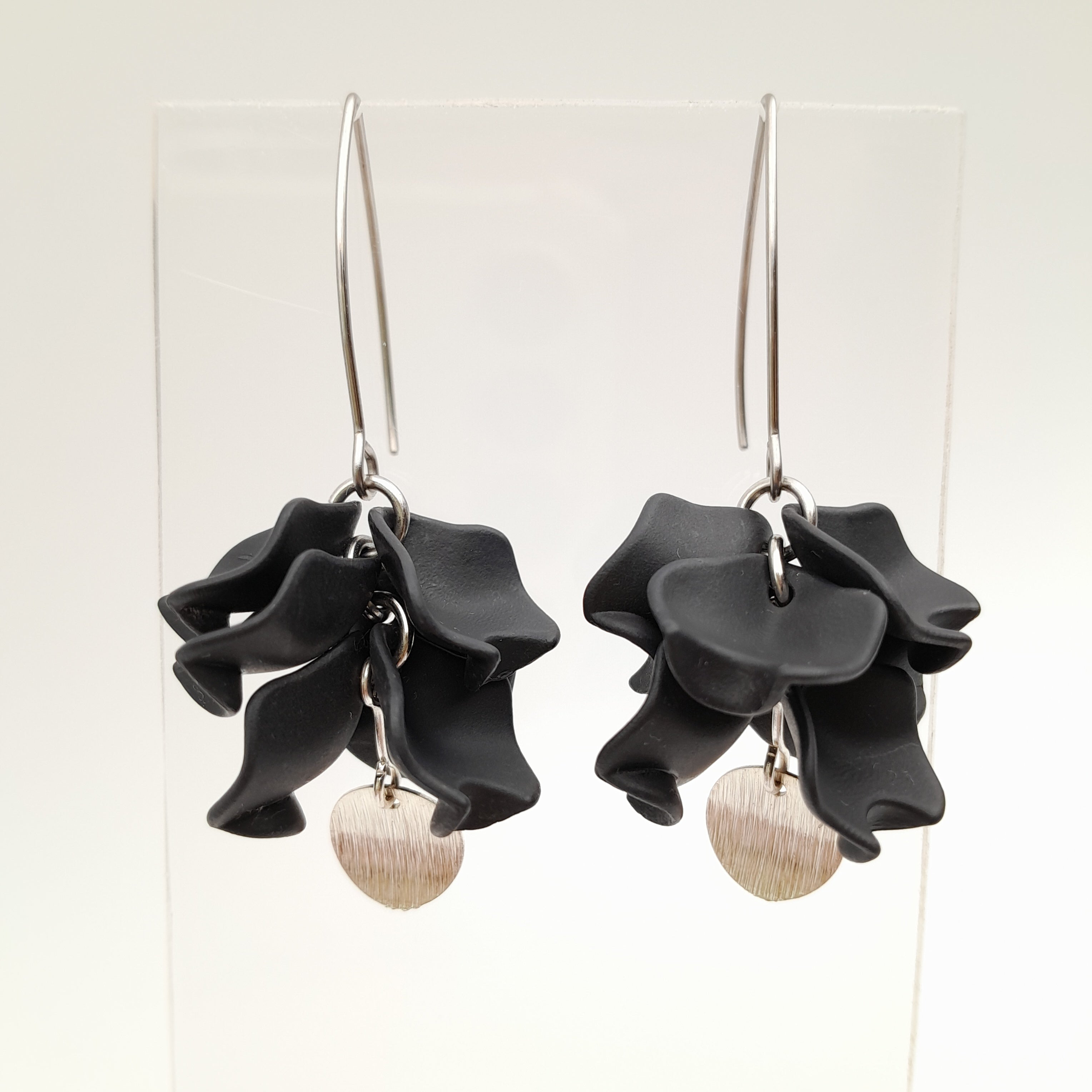 Petal Cluster Drop Earrings - Graphite