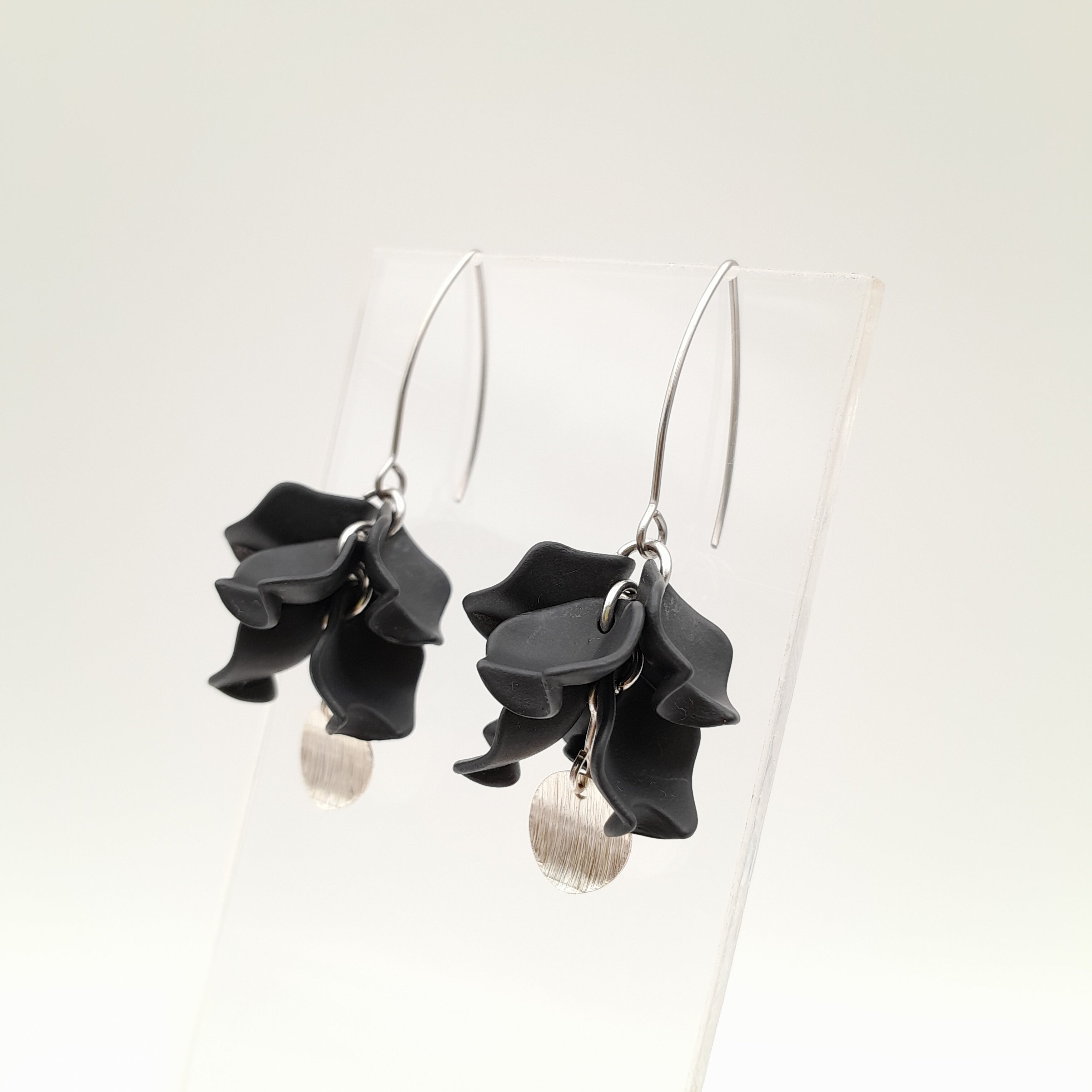 Petal Cluster Drop Earrings - Graphite