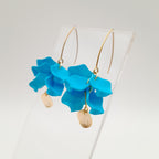 Petal Cluster Drop Earrings - Sky Blue