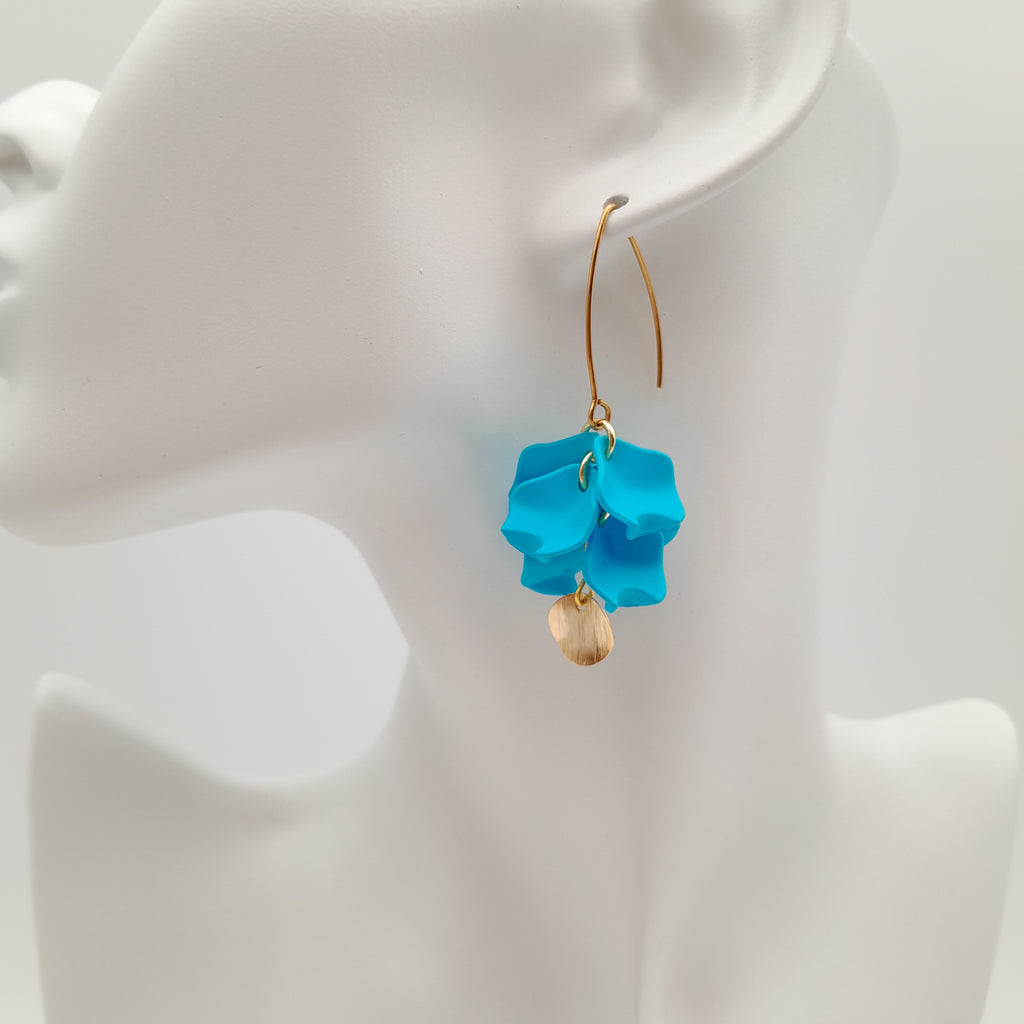 Petal Cluster Drop Earrings - Sky Blue