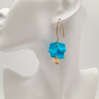 Petal Cluster Drop Earrings - Sky Blue