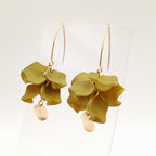 Petal Cluster Drop Earrings - Olive