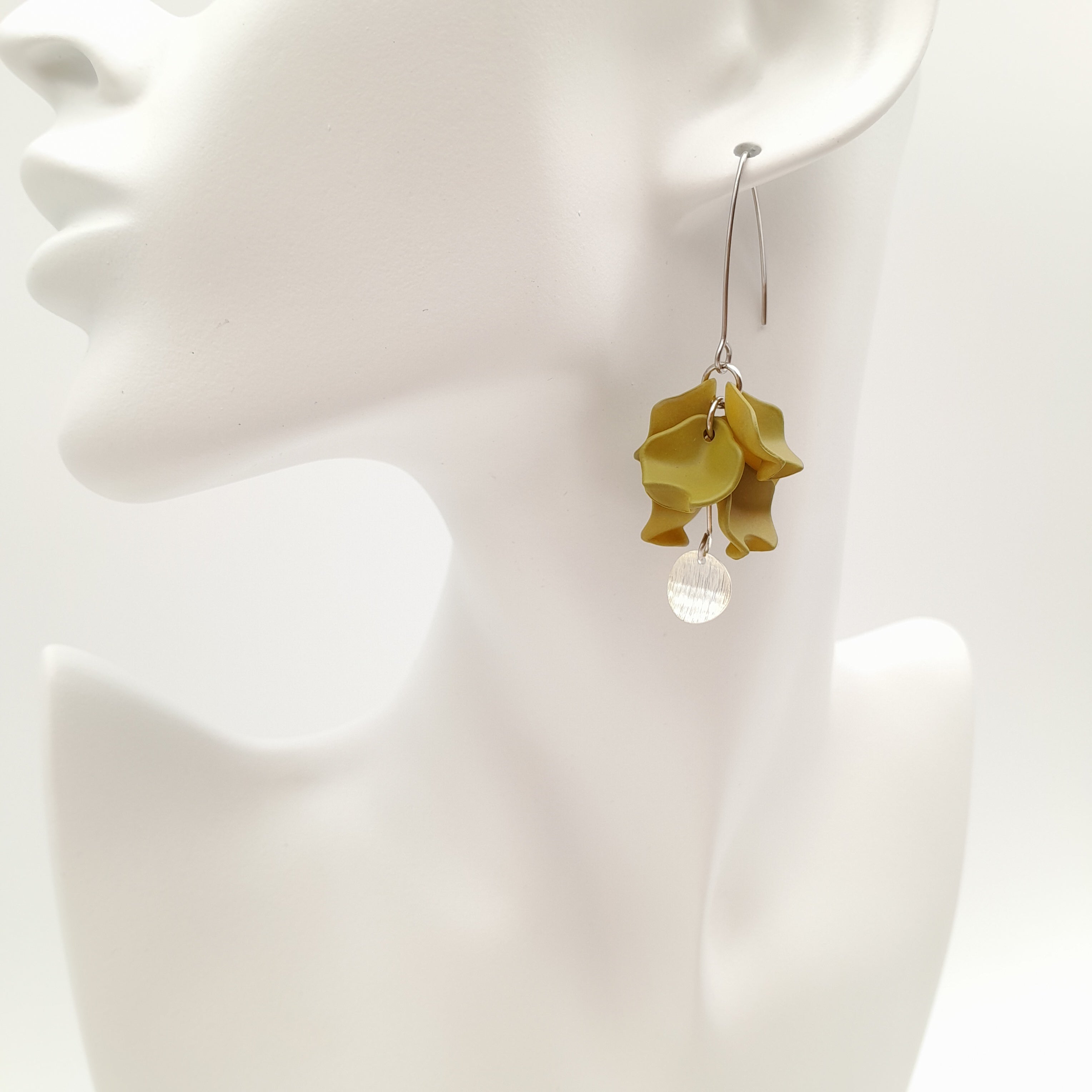 Petal Cluster Drop Earrings - Olive