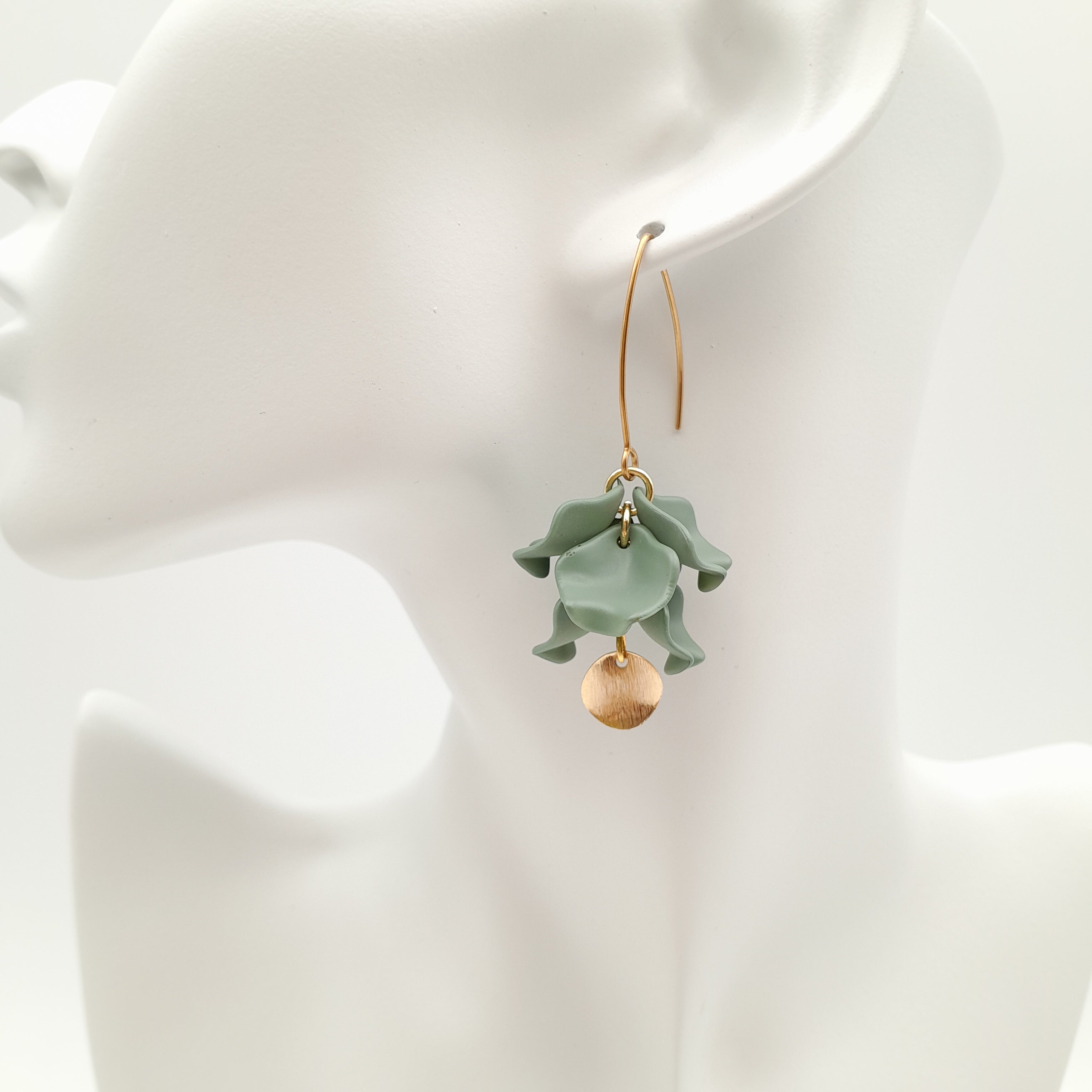 Petal Cluster Drop Earrings - Sage
