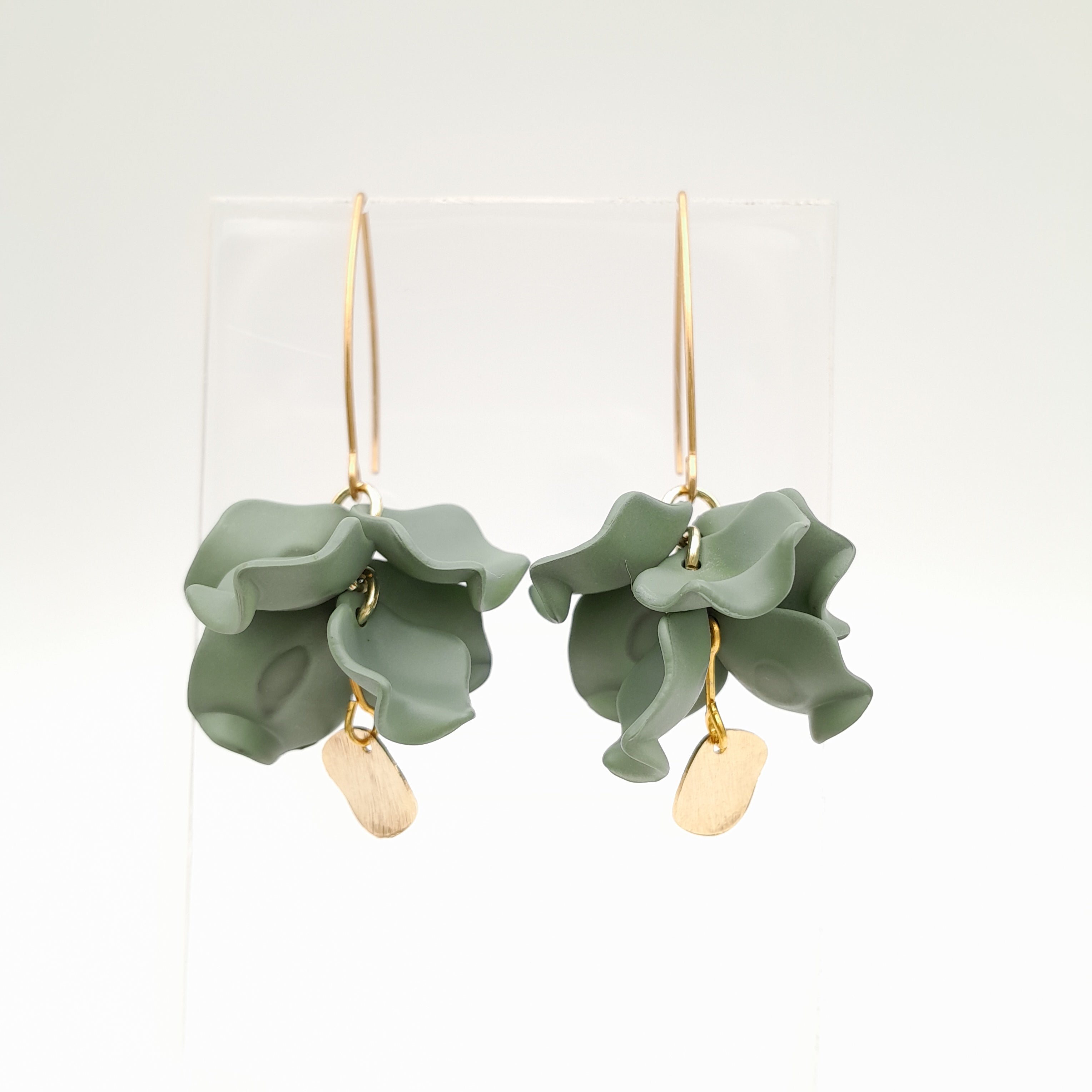 Petal Cluster Drop Earrings - Sage
