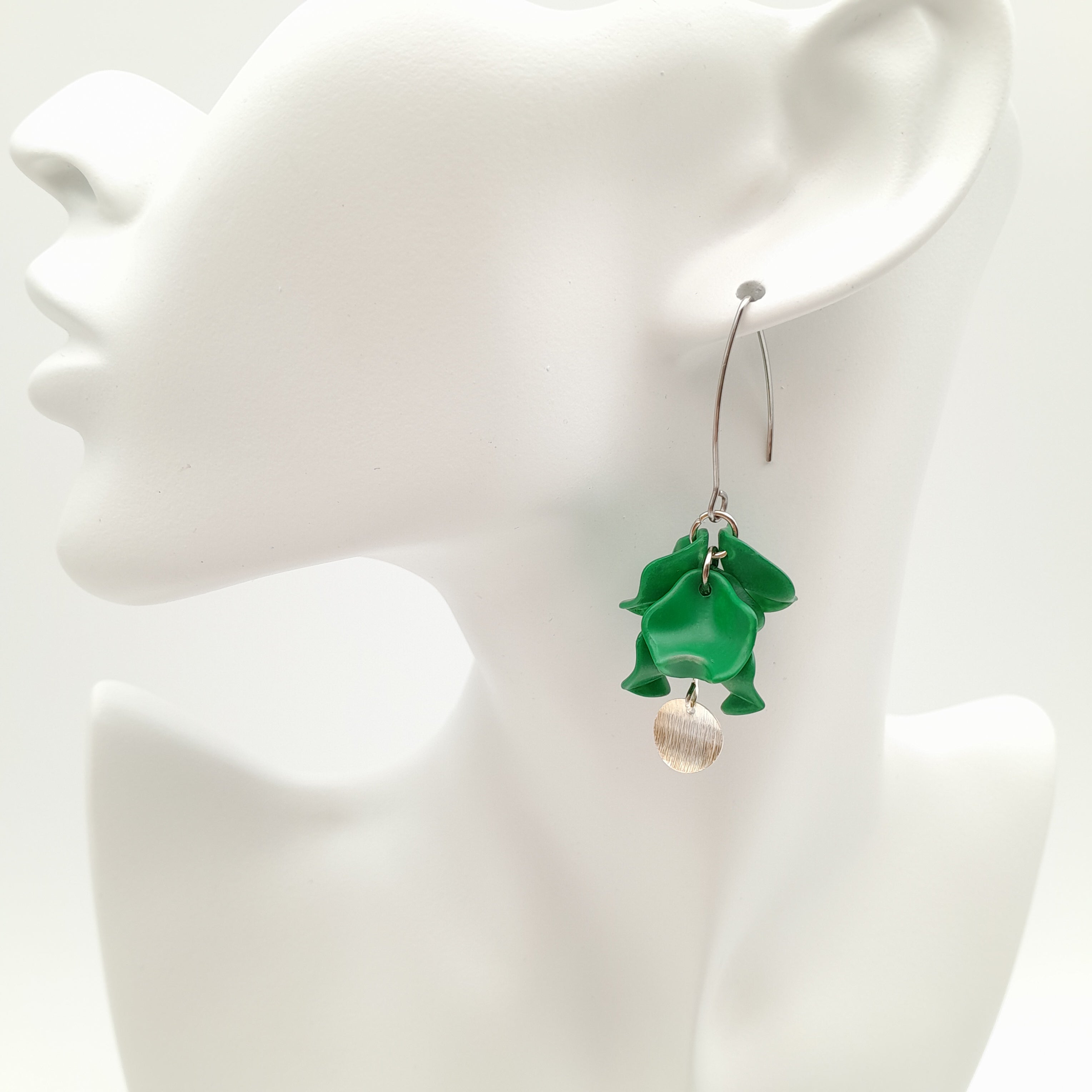Petal Cluster Drop Earrings - Green