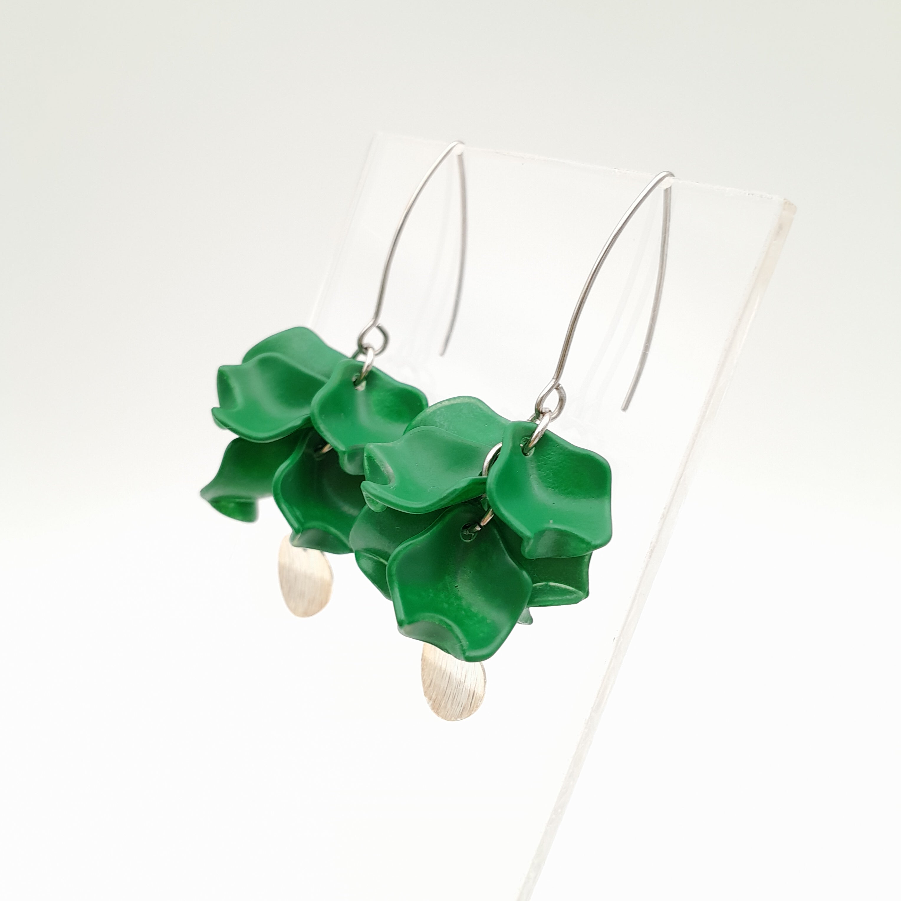 Petal Cluster Drop Earrings - Green
