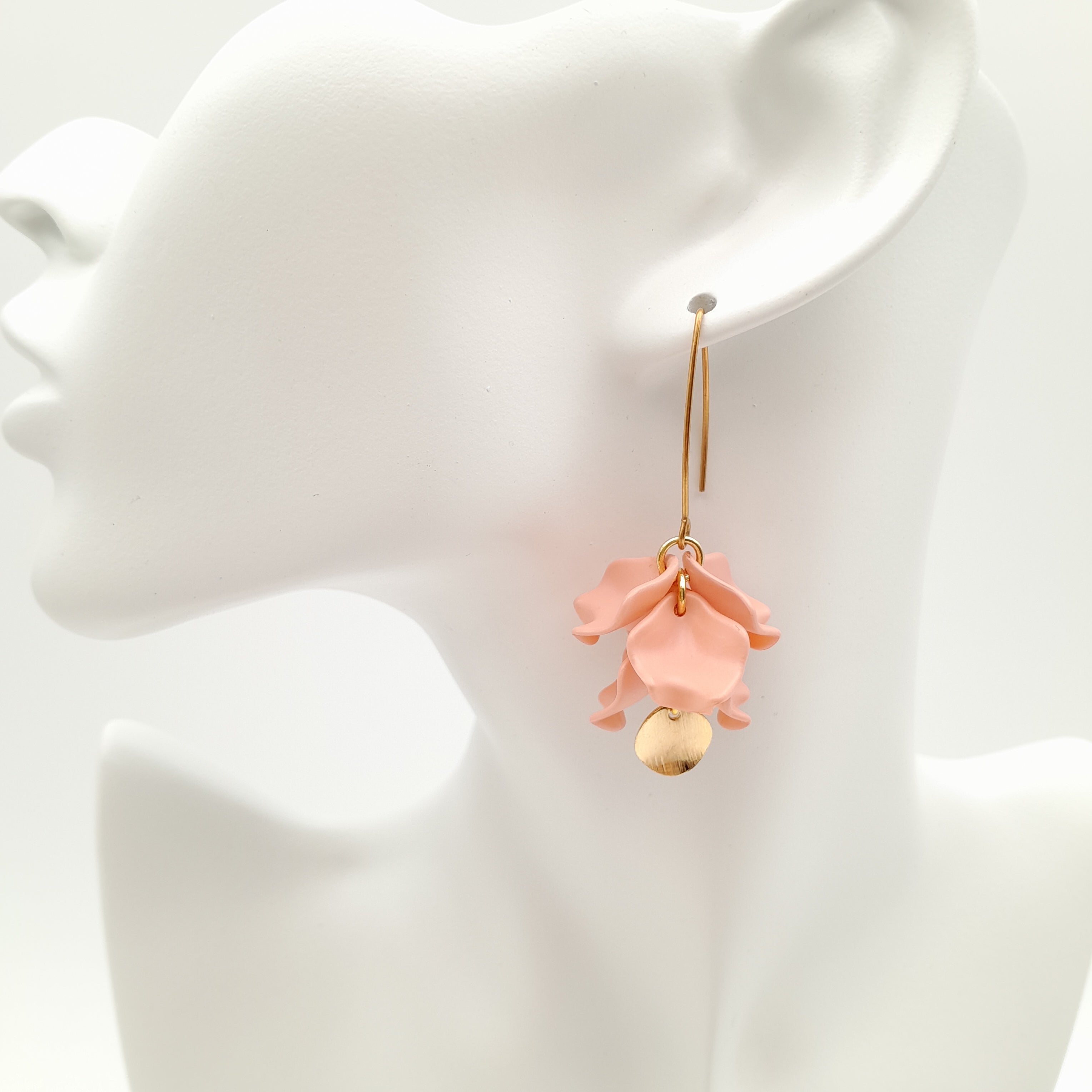 Petal Cluster Drop Earrings - Salmon
