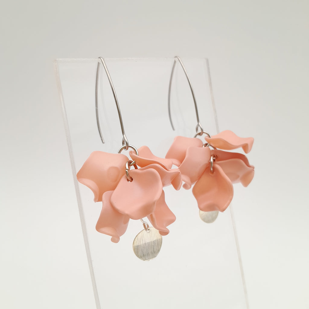 Petal Cluster Drop Earrings - Salmon