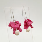 Petal Cluster Drop Earrings - Hot Pink