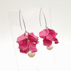 Petal Cluster Drop Earrings - Hot Pink