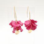 Petal Cluster Drop Earrings - Hot Pink