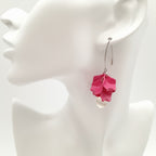 Petal Cluster Drop Earrings - Hot Pink