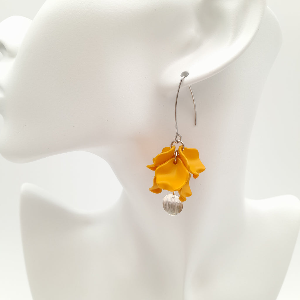 Mustard yellow drop earrings from the Golden Age colour story by Marzipan