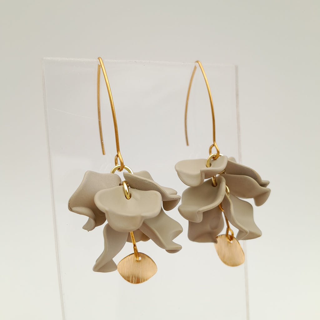 Petal Cluster Drop Earrings - Stone