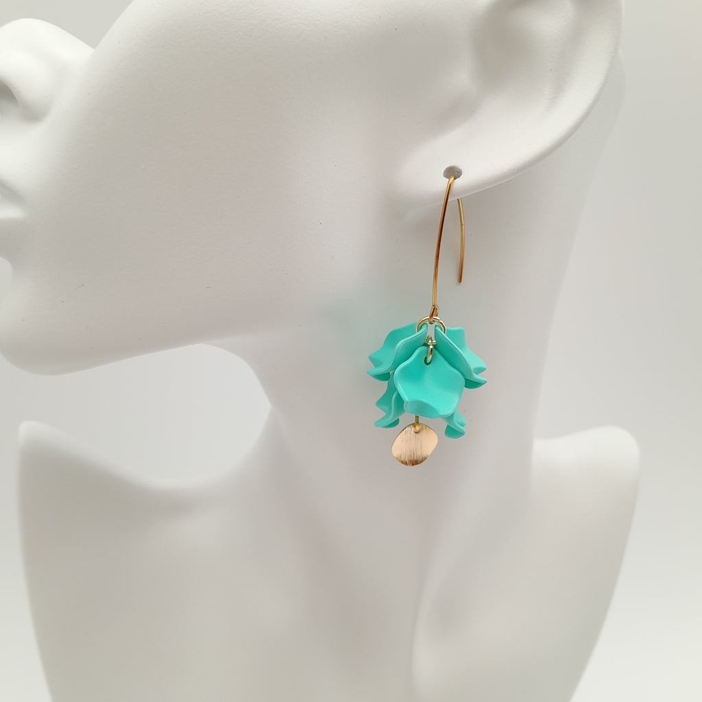 Petal Cluster Drop Earrings - Turquoise
