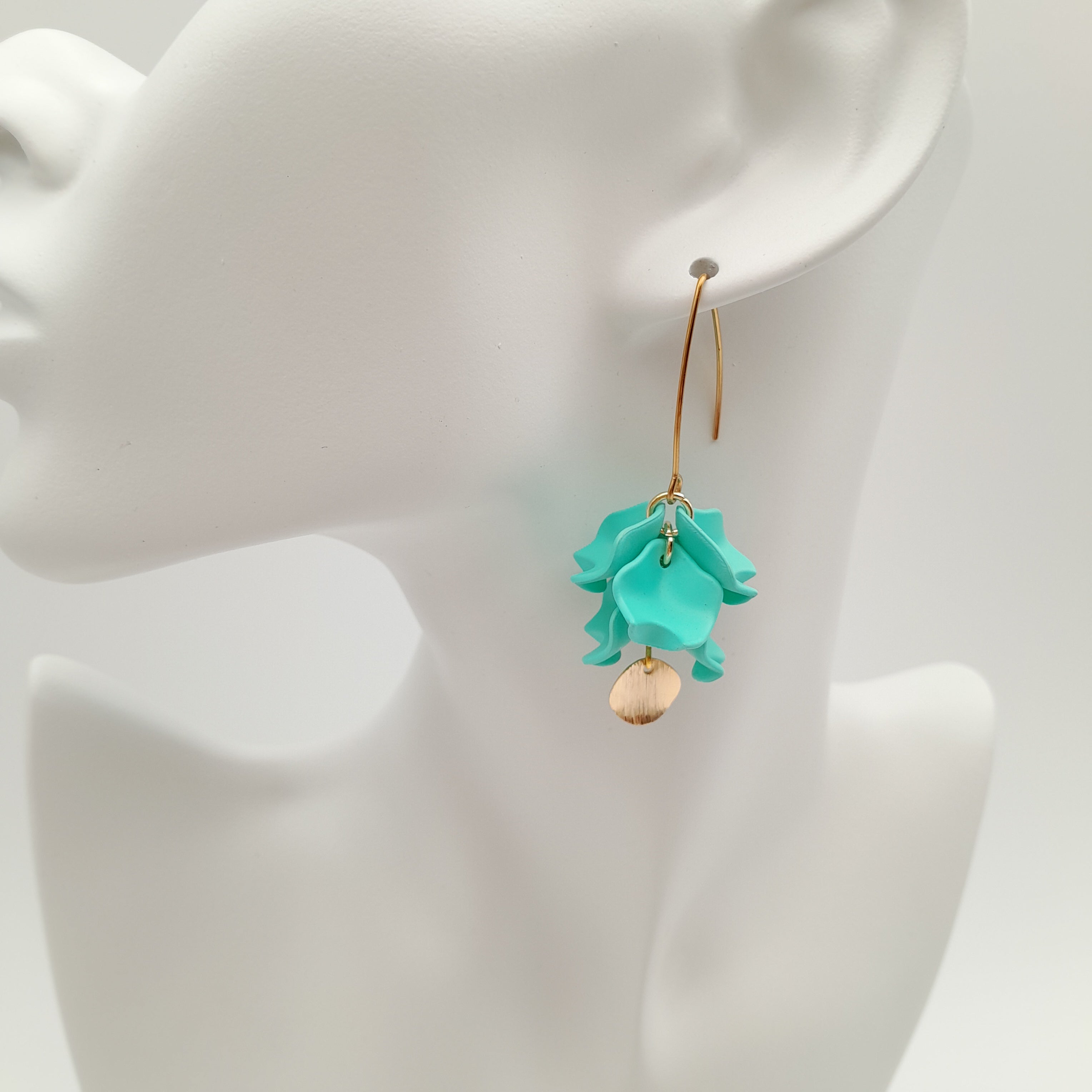 Petal Cluster Drop Earrings - Turquoise