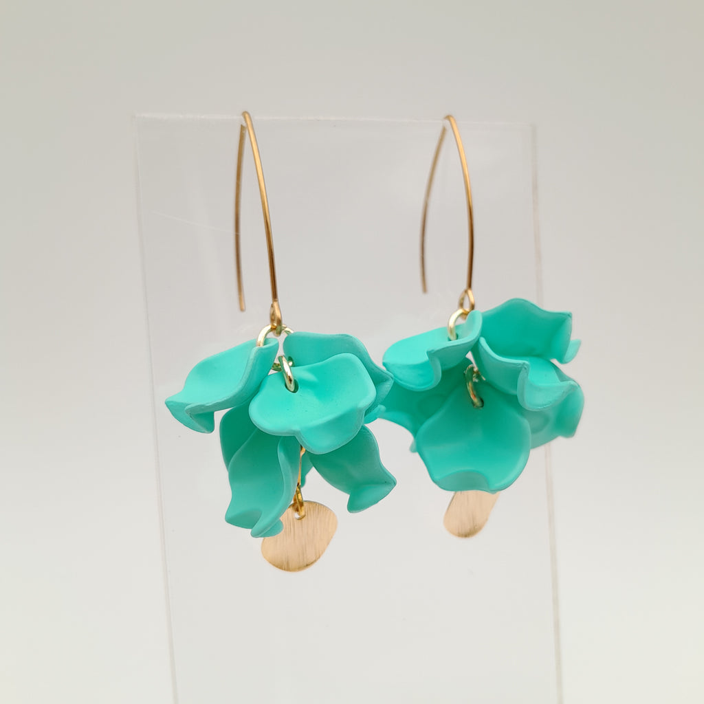 Petal Cluster Drop Earrings - Turquoise