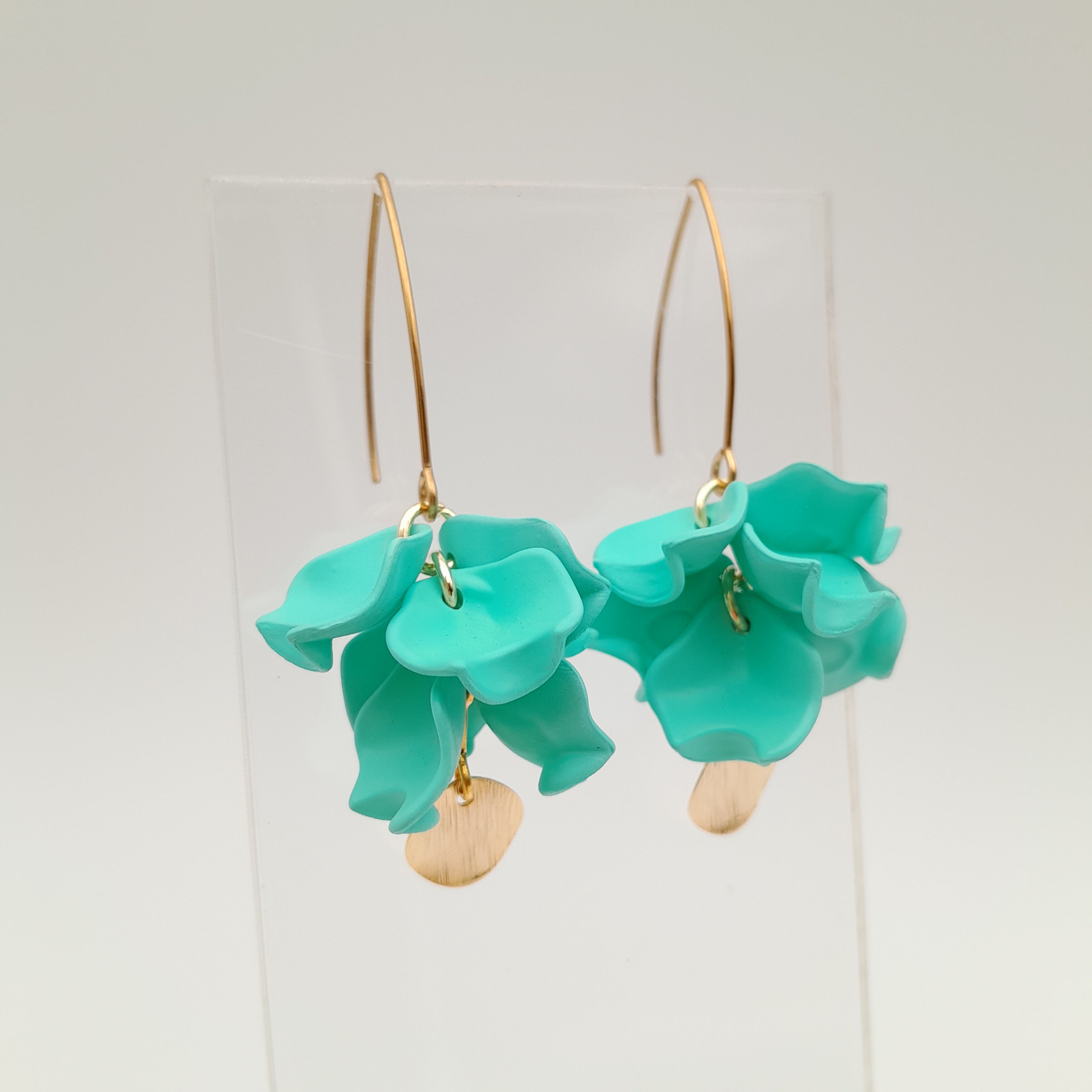 Petal Cluster Drop Earrings - Turquoise