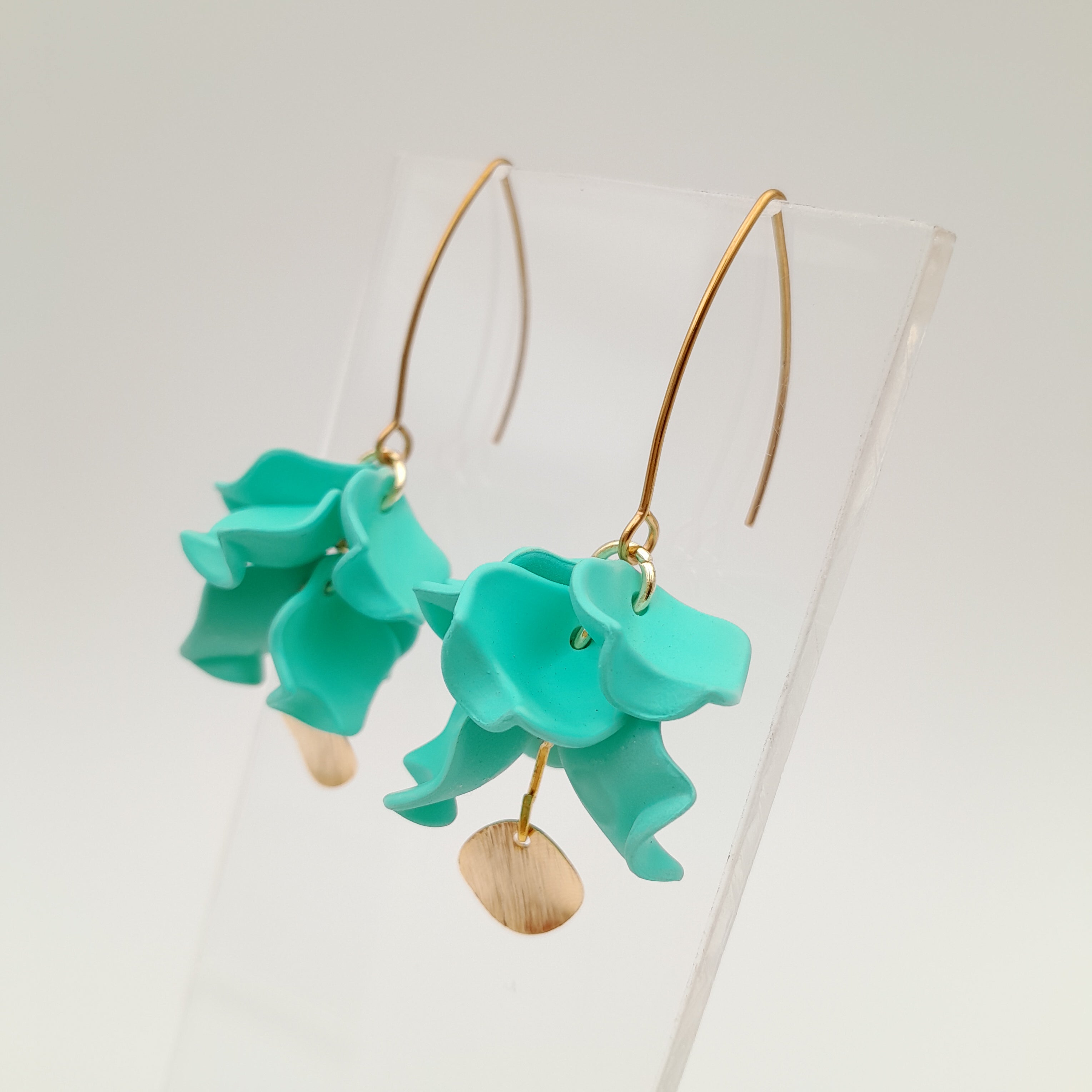 Petal Cluster Drop Earrings - Turquoise