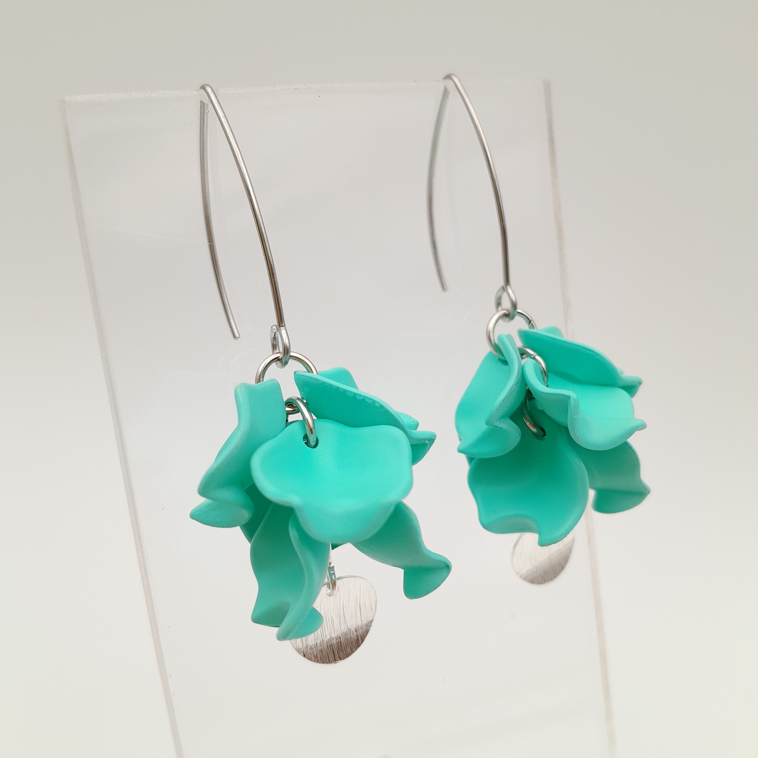 Petal Cluster Drop Earrings - Turquoise