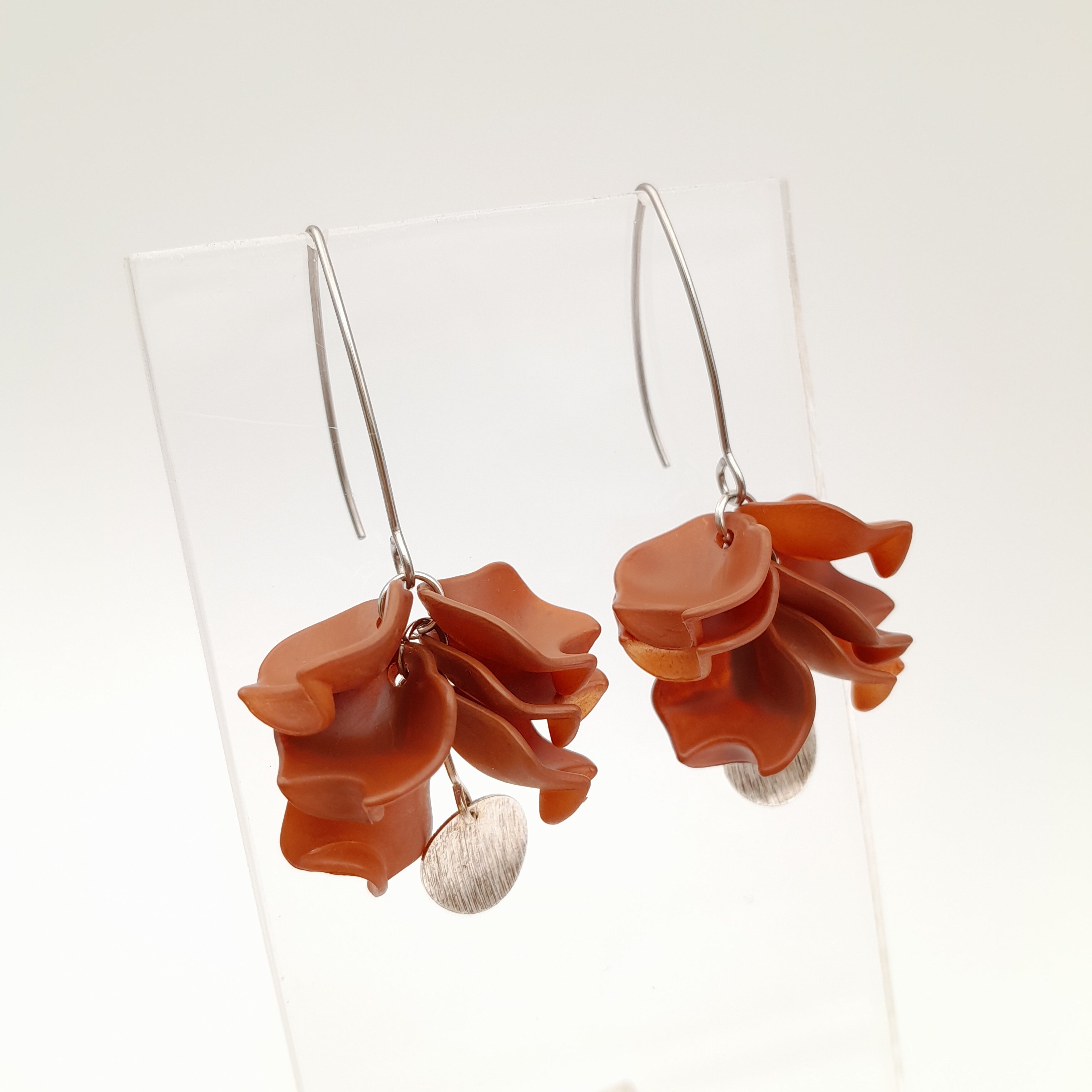 Petal Cluster Drop Earrings - Clay Brown