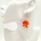 Petal Cluster Drop Earrings - Orange