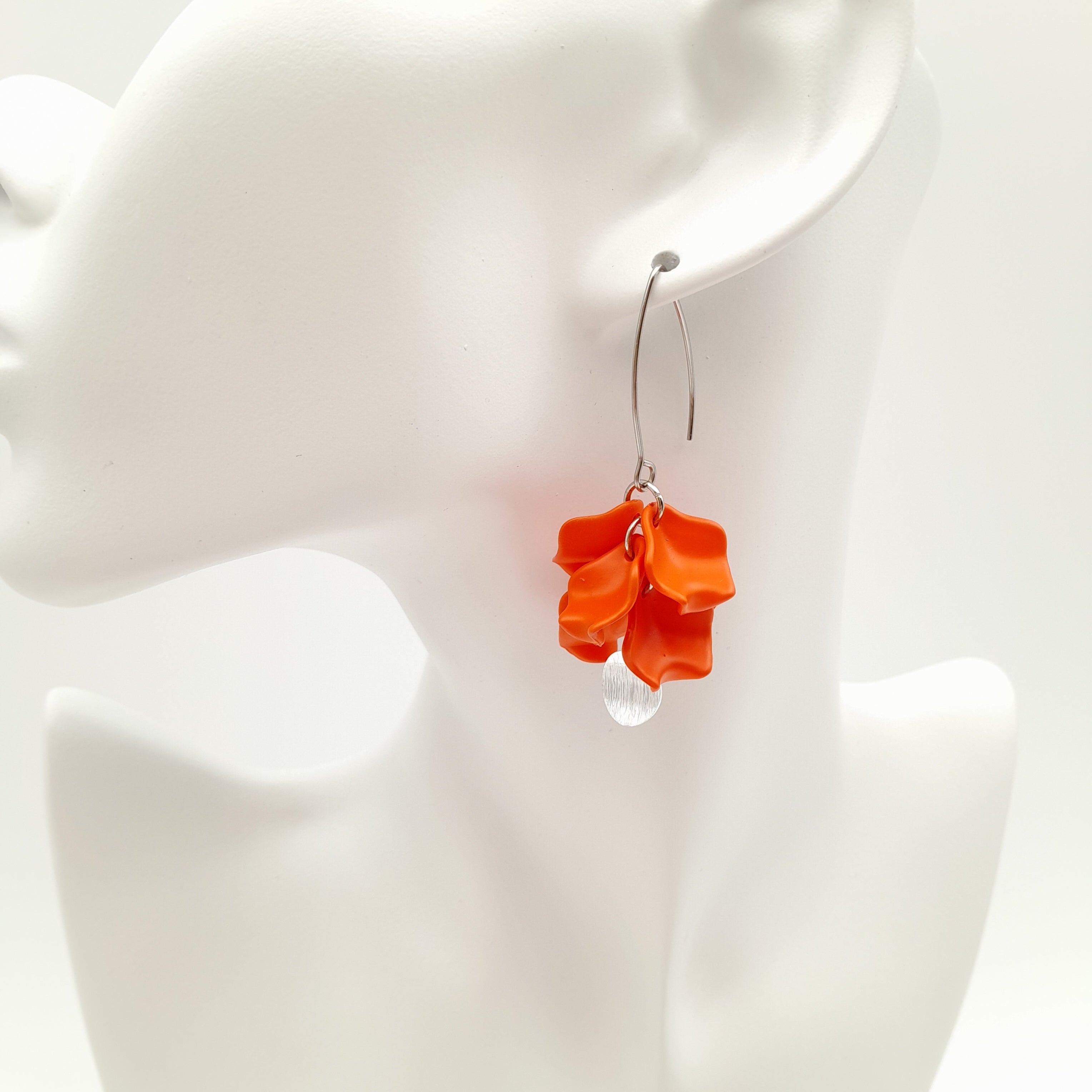 Petal Cluster Drop Earrings - Orange