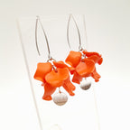 Petal Cluster Drop Earrings - Orange