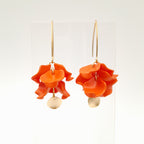 Petal Cluster Drop Earrings - Orange